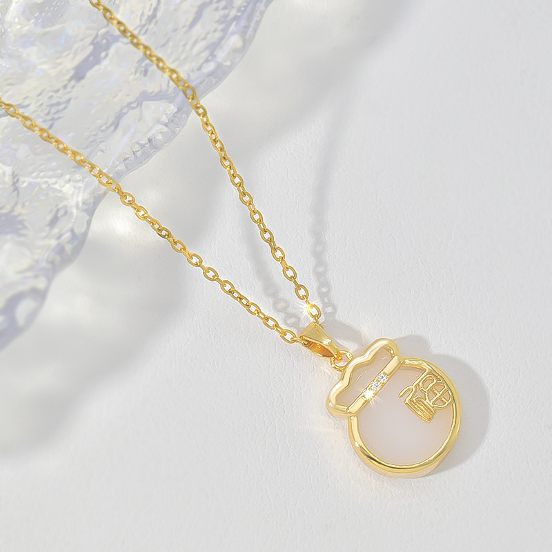 2024 New imitation jade lucky bag pendant with micro-inlay ethnic style, retro personality, versatile, internet-famous, high-end women's collarbone chain Application Scenario