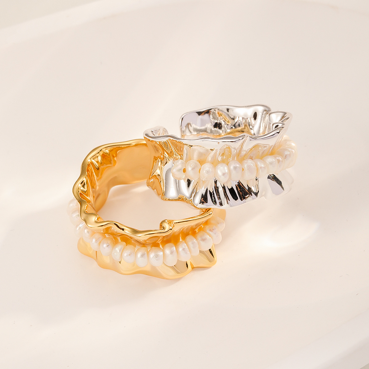 Nasha Cross-border Exclusive Open Ring for the Little Waist couple, a unique and high-end freshwater pearl index finger ring details Picture