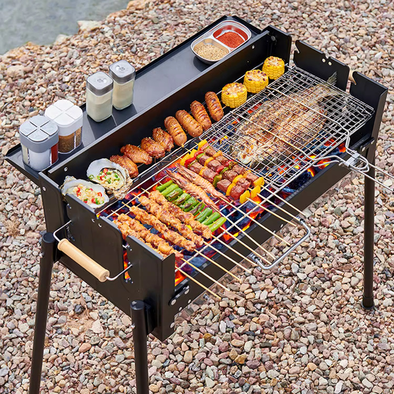 Portable barbecue grill, outdoor charcoal folding barbecue rack, stainless steel thickened barbecue grill, BBQ barbecue utensils