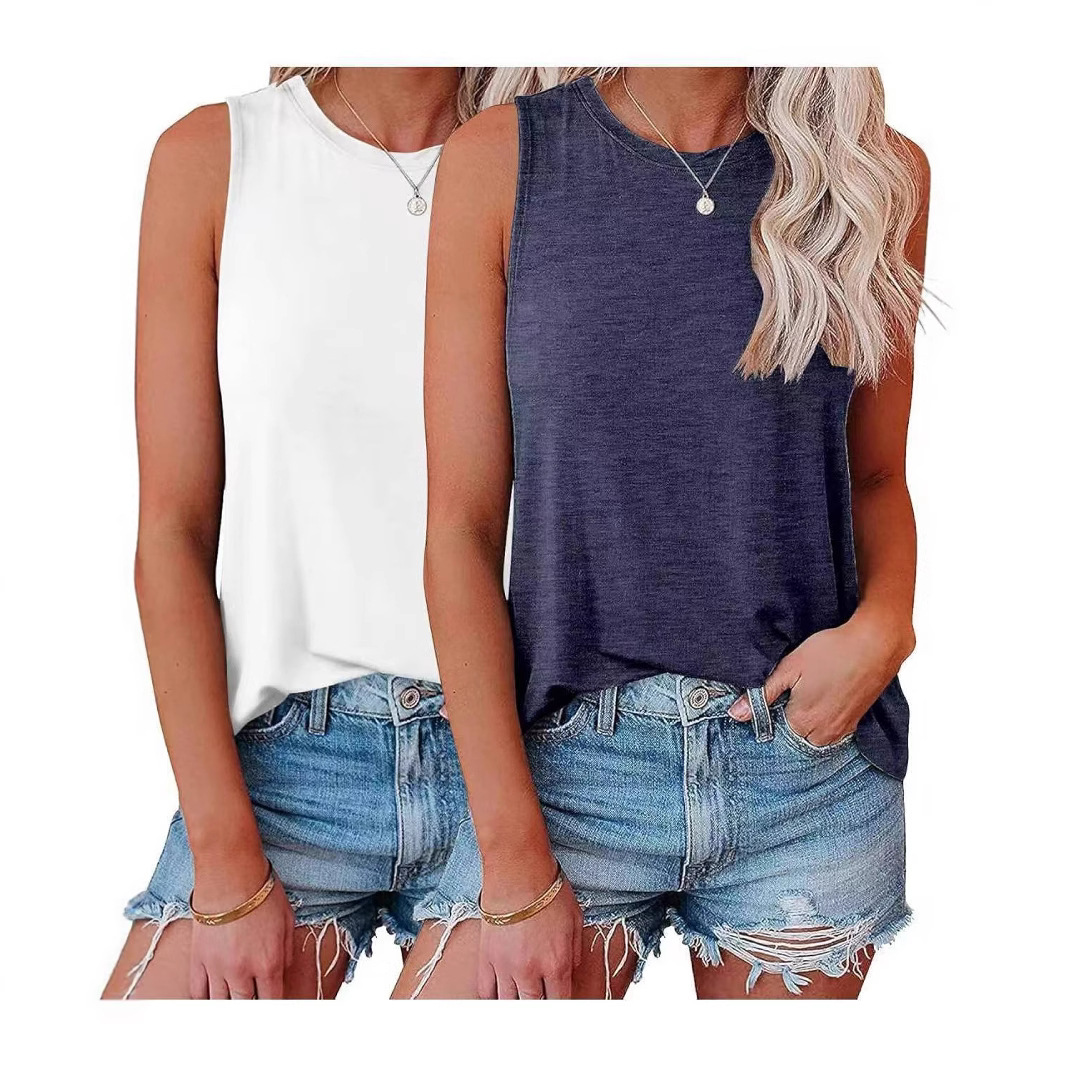 European and American cross-border style - Soft and comfortable sleeveless vest suitable for summer casual style - A must-have for multi-functional summer Specification drawing