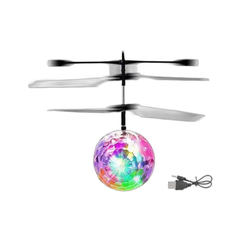 Wholesale of remote-controlled intelligent sensing crystal ball seven-color flashing flight charging aircraft Item Picture