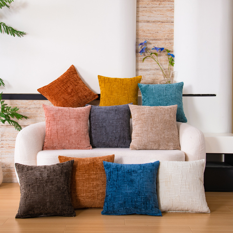 Cross-border Amazon home sofa, cotton and linen pillowcase, ins living room solid color coarse linen car backrest pillow wholesale