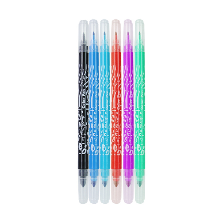 Yalong Cross-border Double-pointed Watercolor Pen 12-color Round Rod Children's Painting Pen Art Set details Picture