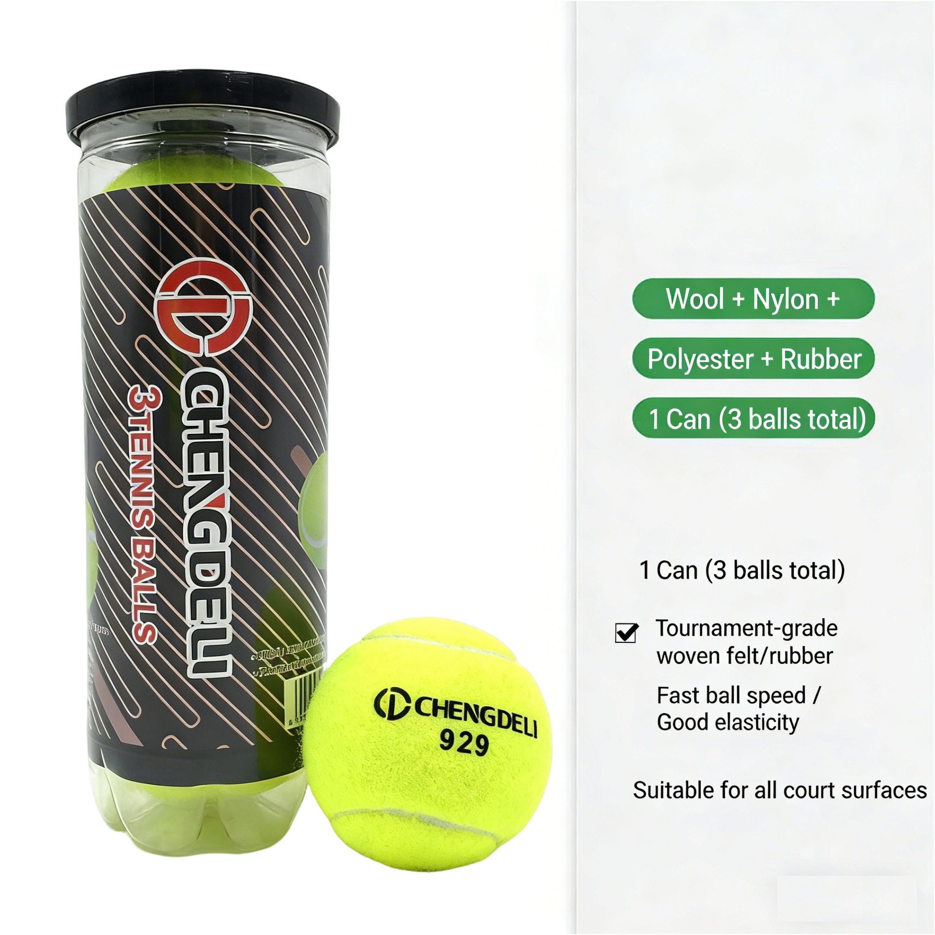 Factory direct sales of special durable training tennis balls, rubber wool and chemical fiber non-pressure bucket tennis balls, professional wholesale details Picture