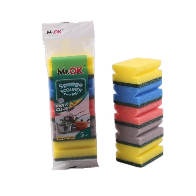 Mr.OK factory direct supply sponge scouring pads, double-sided cleaning sponges, kitchen cleaning sponges, dishwashing sponges, pot scrubbing sponges Item Picture