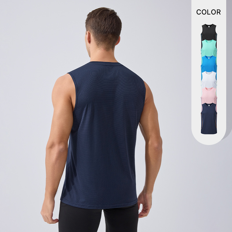 Cross-border sports vest, summer European and American thin quick-drying vest, men's running and fitness sleeveless T-shirt, breathable top Specification drawing