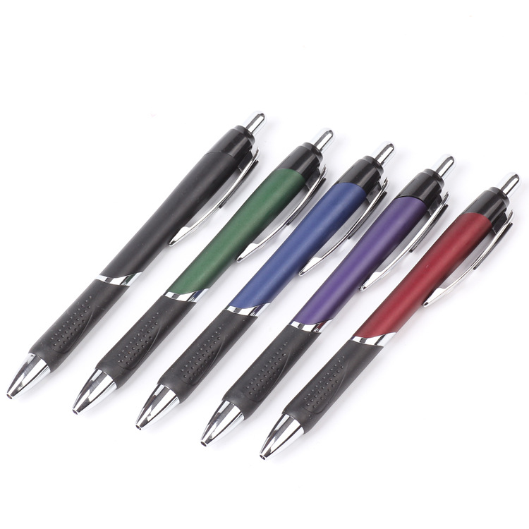 Tianfeng push-spring Ballpoint Pen 556A, foreign trade plastic Ballpoint pen, plastic semi-metal Ballpoint pen details Picture