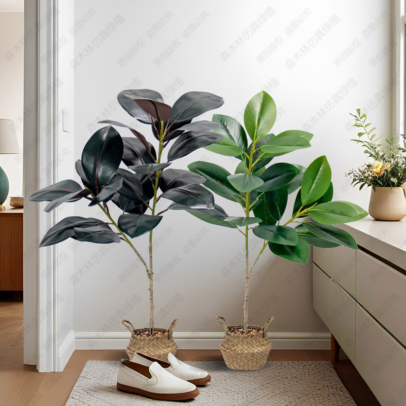 Wholesale of Nordic simulation green plants, rubber trees, black diamond, indoor floor-standing ornaments for living rooms, and plastic broad-leaved shrub decorations Application Scenario