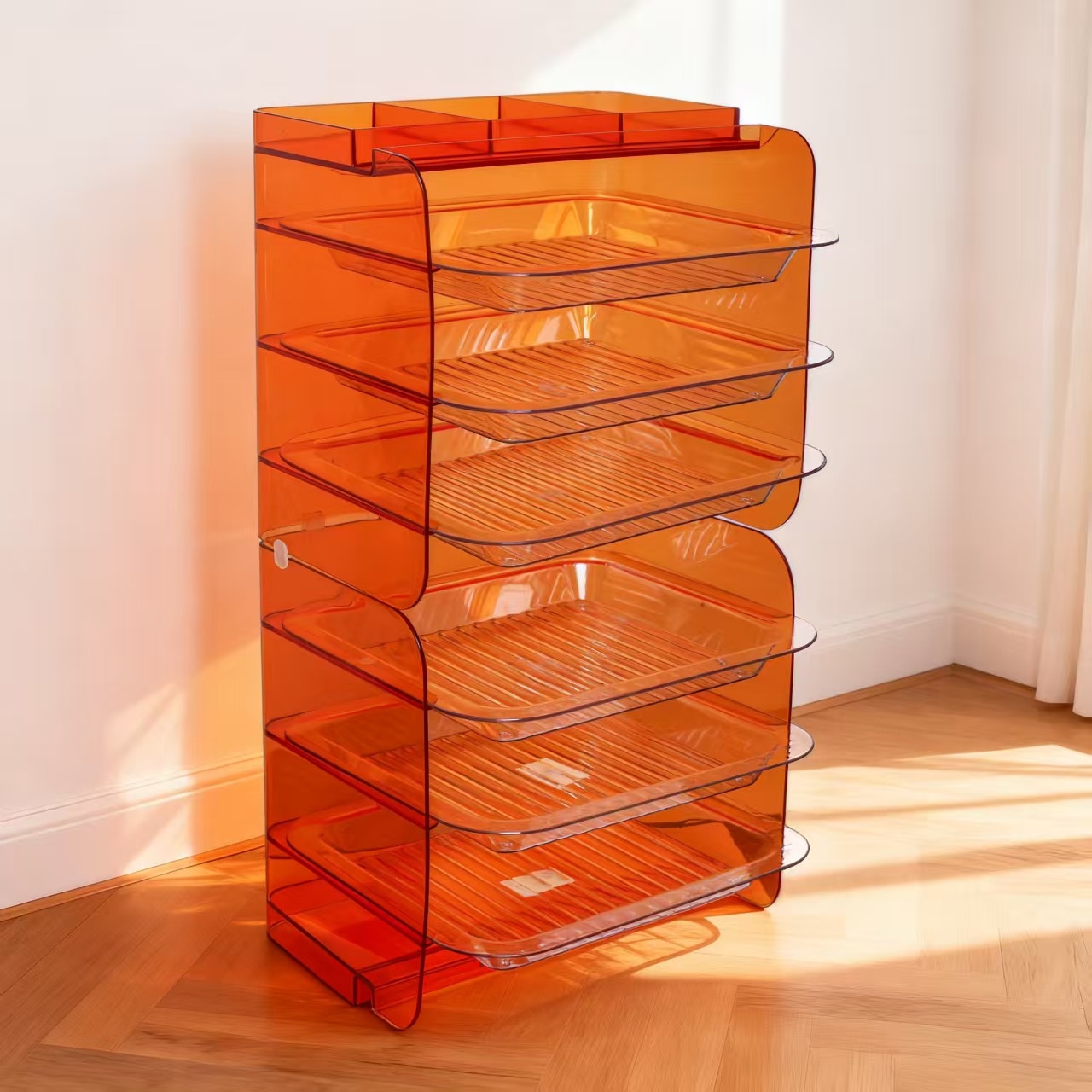 Household transparent kitchen preparation plates, multi-layer hot pot plates, household plastic trays, dinner plates, stacked tabletop preparation plates details Picture