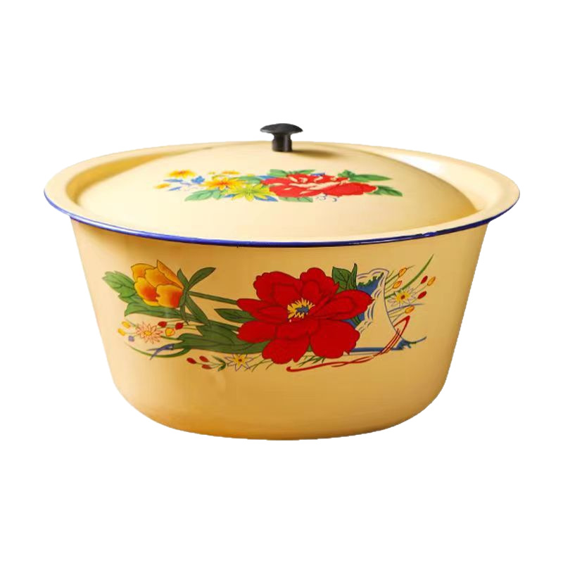 【 Non-】 Vintage souvenirs, nostalgic cakes, enamel basins, lard basins, covered enamel basins, washbasins, factory direct supply in stock Item Picture