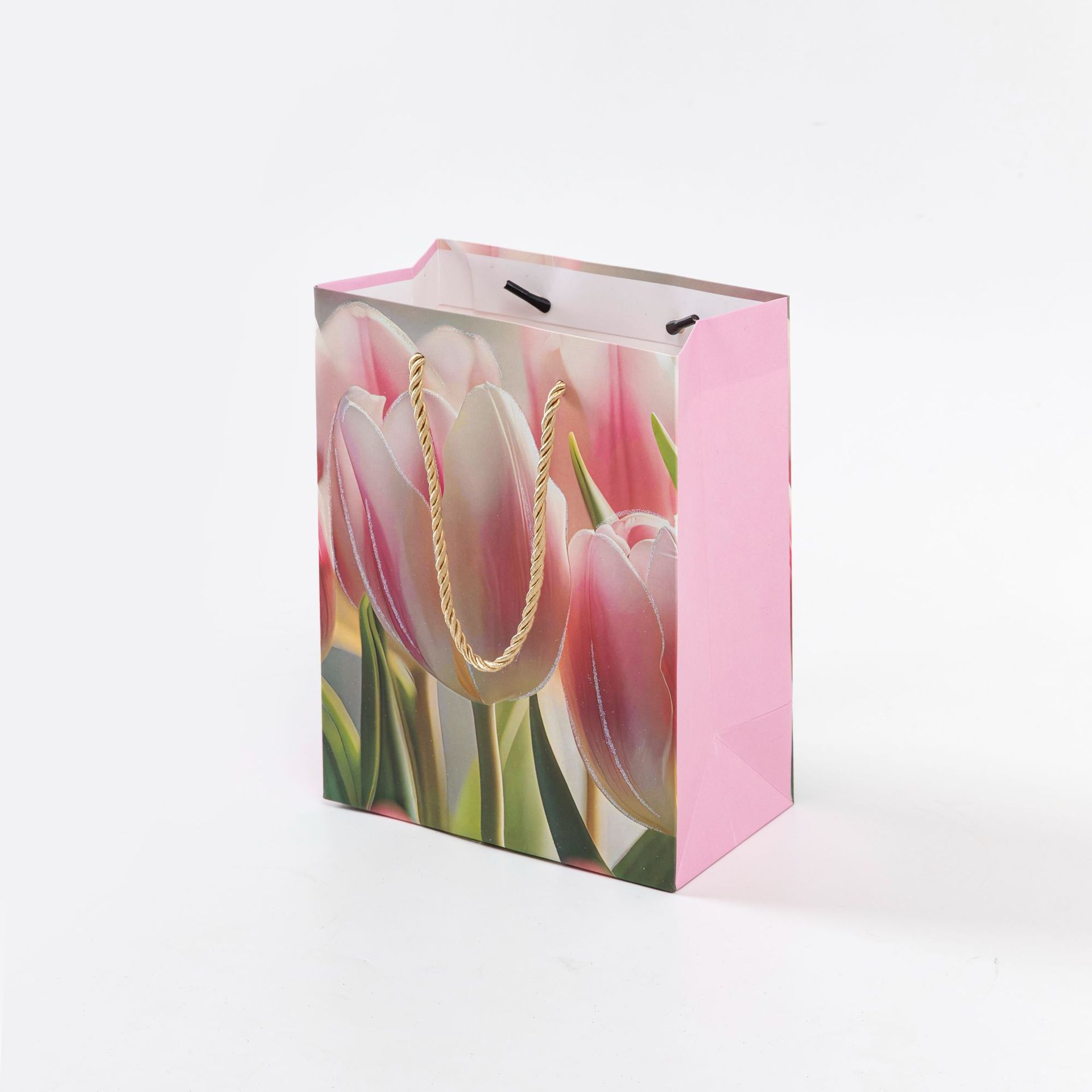 New Christmas gift bags for foreign trade, cross-border exclusive tulip flower series clothing and cosmetics packaging, hand-held bags, paper bags and gift bags details Picture