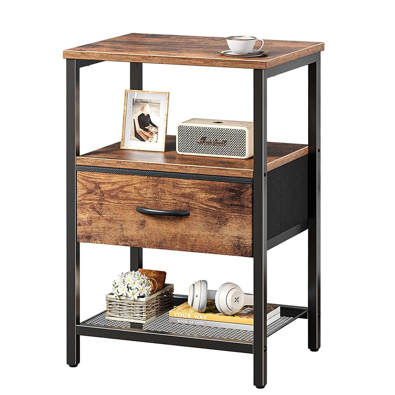 跨境茶几客厅高级感欧美复古风金属框架卧室床头柜沙发边柜边角几