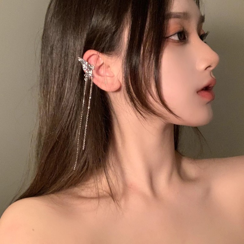超仙精灵蝴蝶耳夹女无耳洞流苏耳骨夹小众高级感翅膀耳挂耳骨耳饰