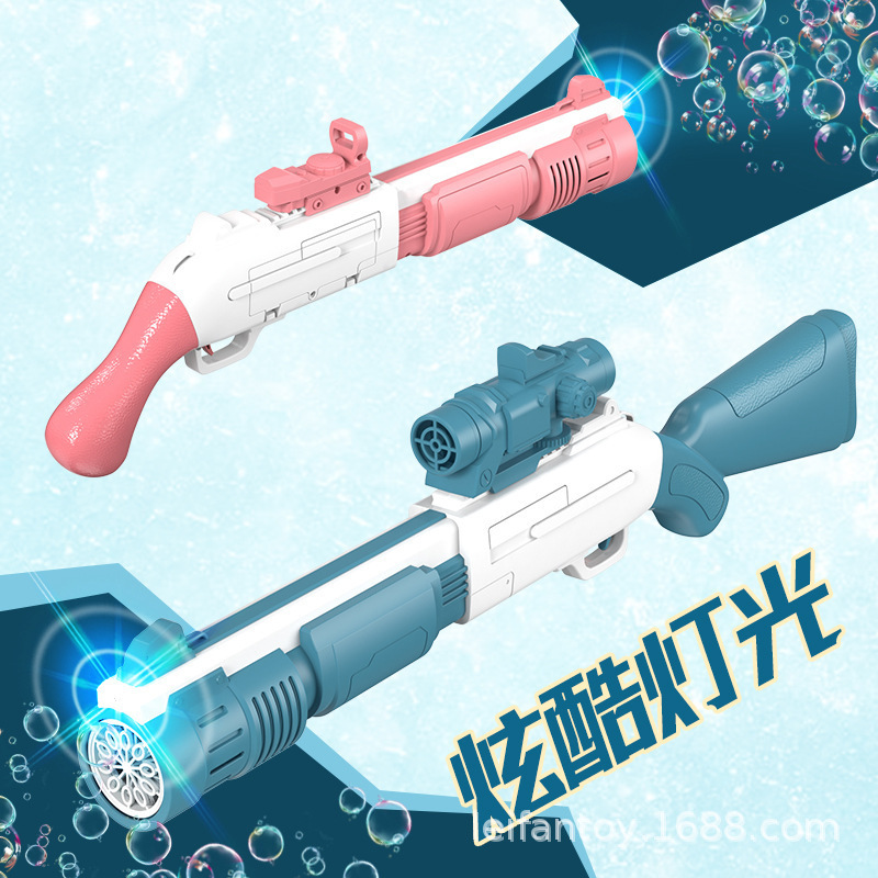 New internet-famous bubble machine, children's Lai Fu fully automatic light bubble gun, Gatling bubble gun toy details Picture
