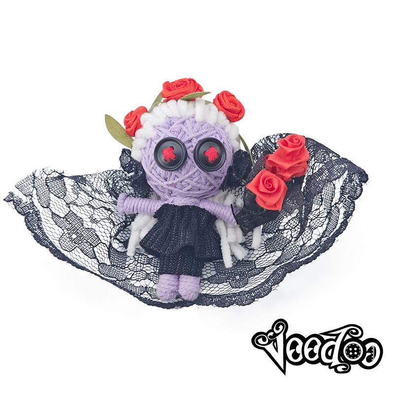 Black Gauze Bride Original cotton thread doll, handcrafted, Fudu doll, exquisite small pendant, decorative item, festival gift, foreign trade version