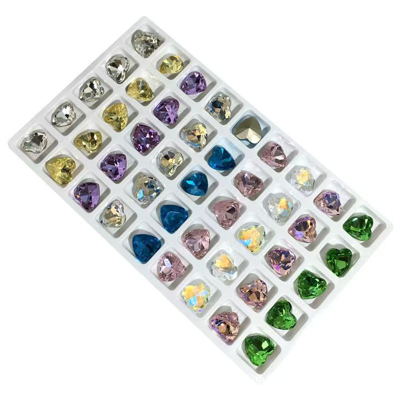 Color corazón cristal melocotón cristal zirconia transparente piedras sintéticas diamantes desnudos con piedra primeros adornos diy details Picture