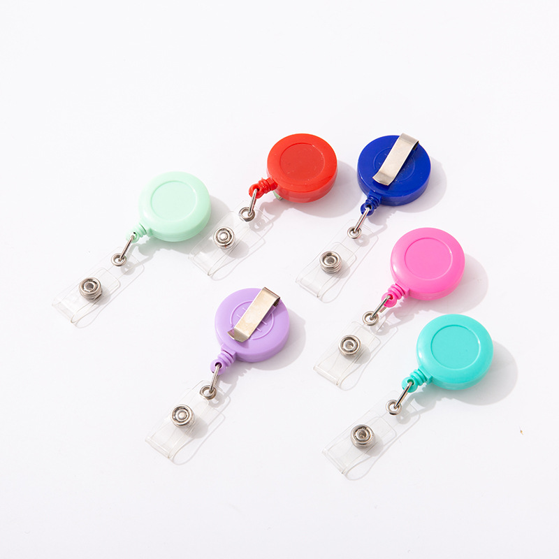 Jinwang Work ID card holder durable telescopic keychain wholesale Solid color plastic UV-printed pull-off buckle details Picture