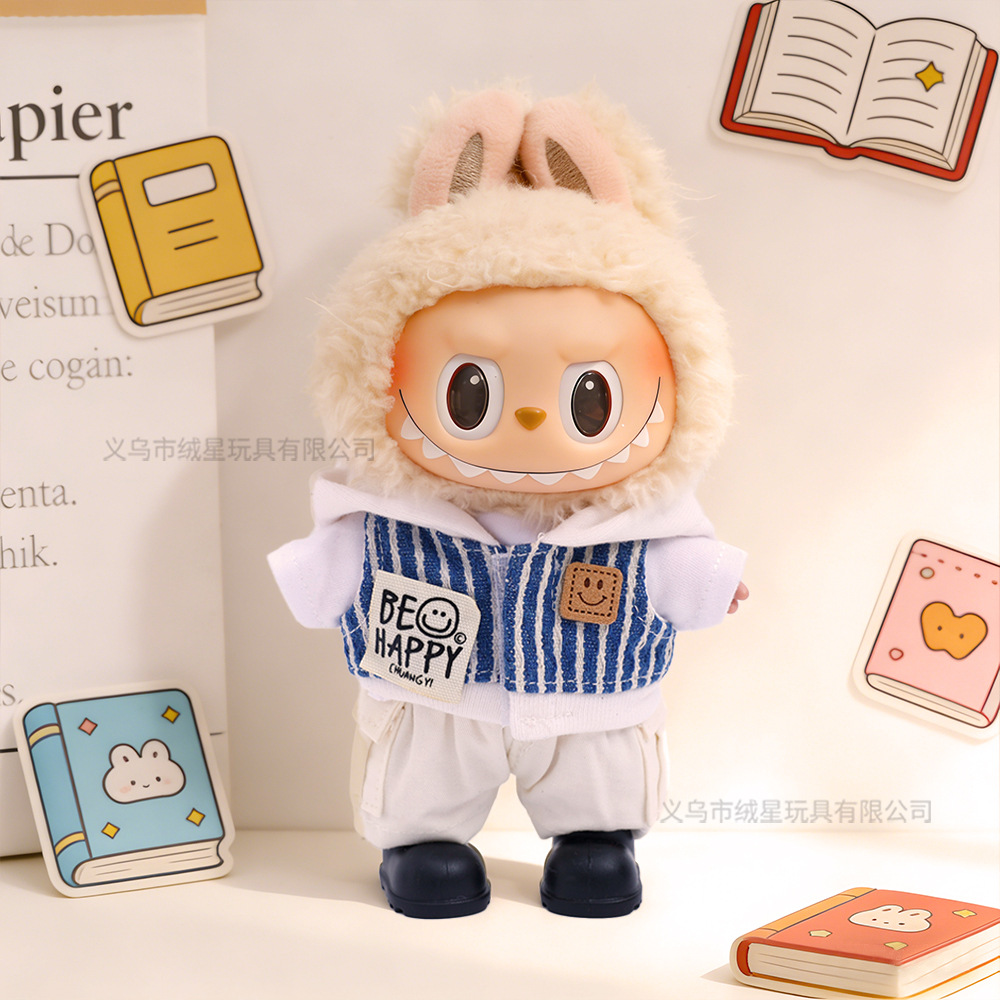 The new baby dress vinyl doll, Gazi Jie's hooded striped vest printed short-sleeved set doll, super cute and fun outfit Specification image