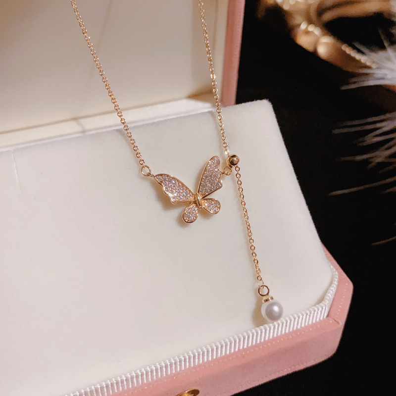 夏季新款小众设计感时尚精致抽拉式蝴蝶项链女气质高级感百搭颈链细节图