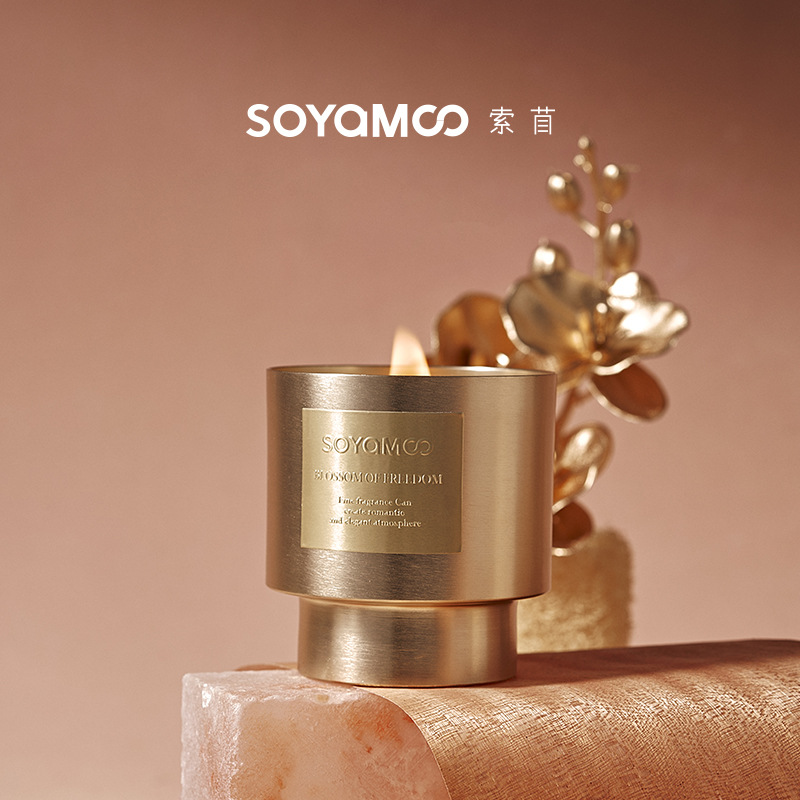 现货代发金属感男士中性风烟草香薰蜡烛摆件 家用卧室大豆蜡香薰