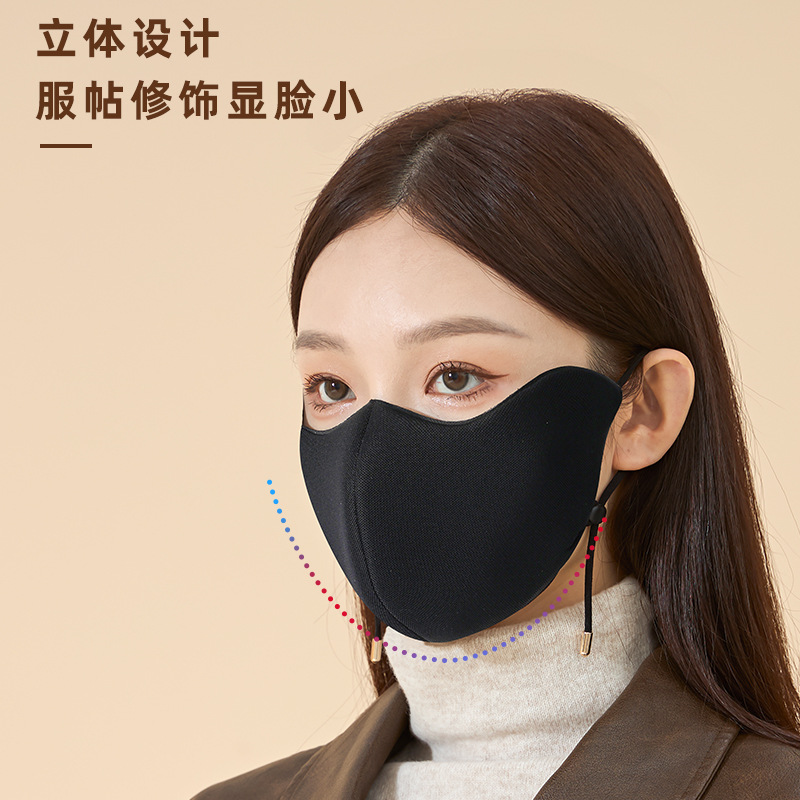 秋冬新品5D立体海绵保暖口罩骑行防风透气防寒加绒加厚脸罩面罩女产品图