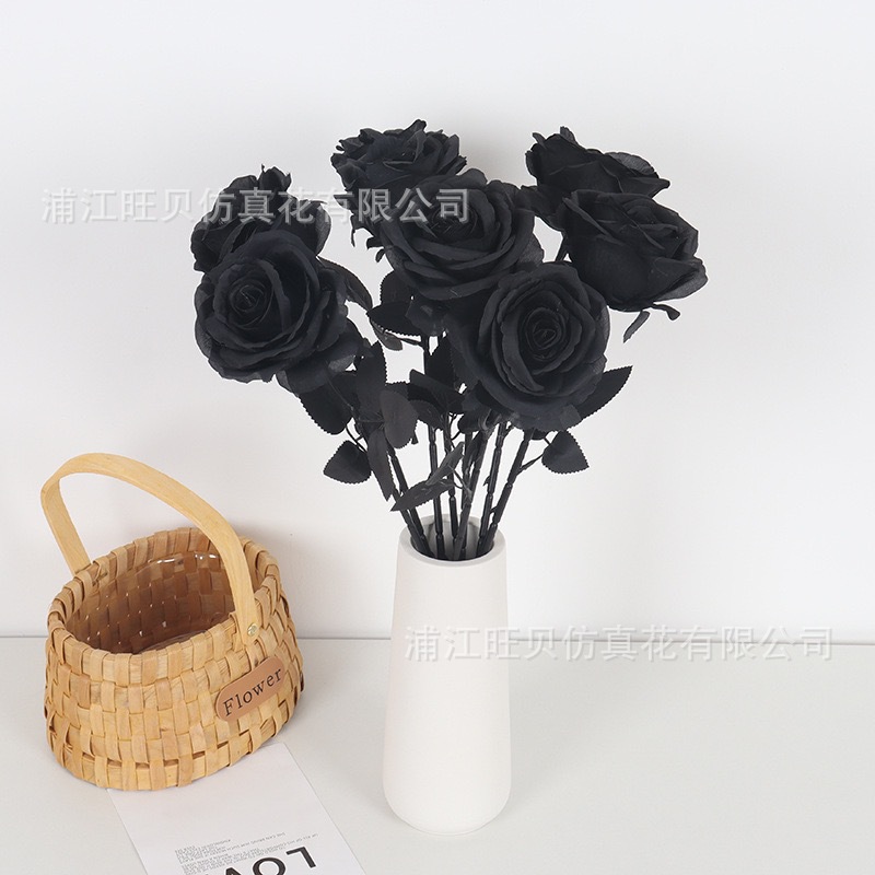 玫瑰仿真/花园/礼品仿真花/玫瑰仿真花/毛线花针织产品图