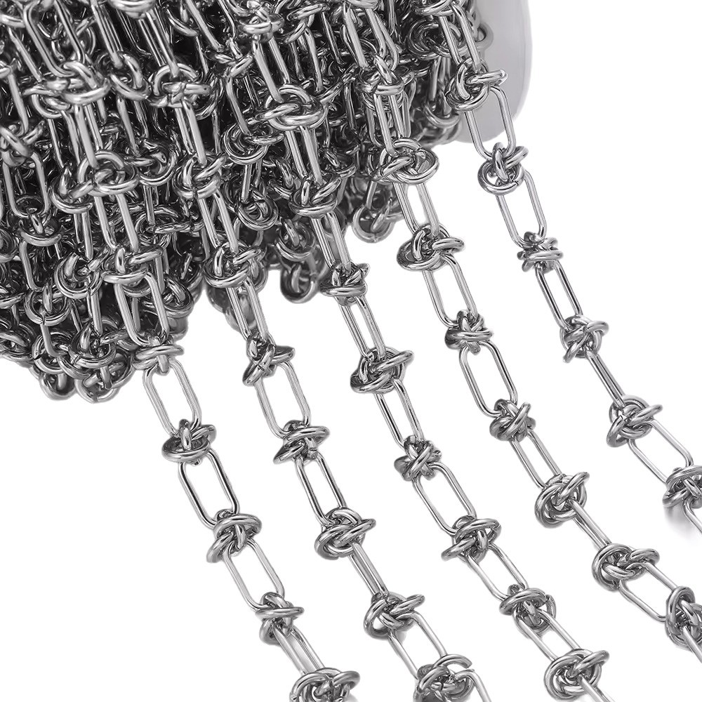 Cross-border best-selling stainless steel rope knot chains, thick chains, knotted chains, hip-hop bracelets, necklaces, diy jewelry accessories wholesale Item Picture