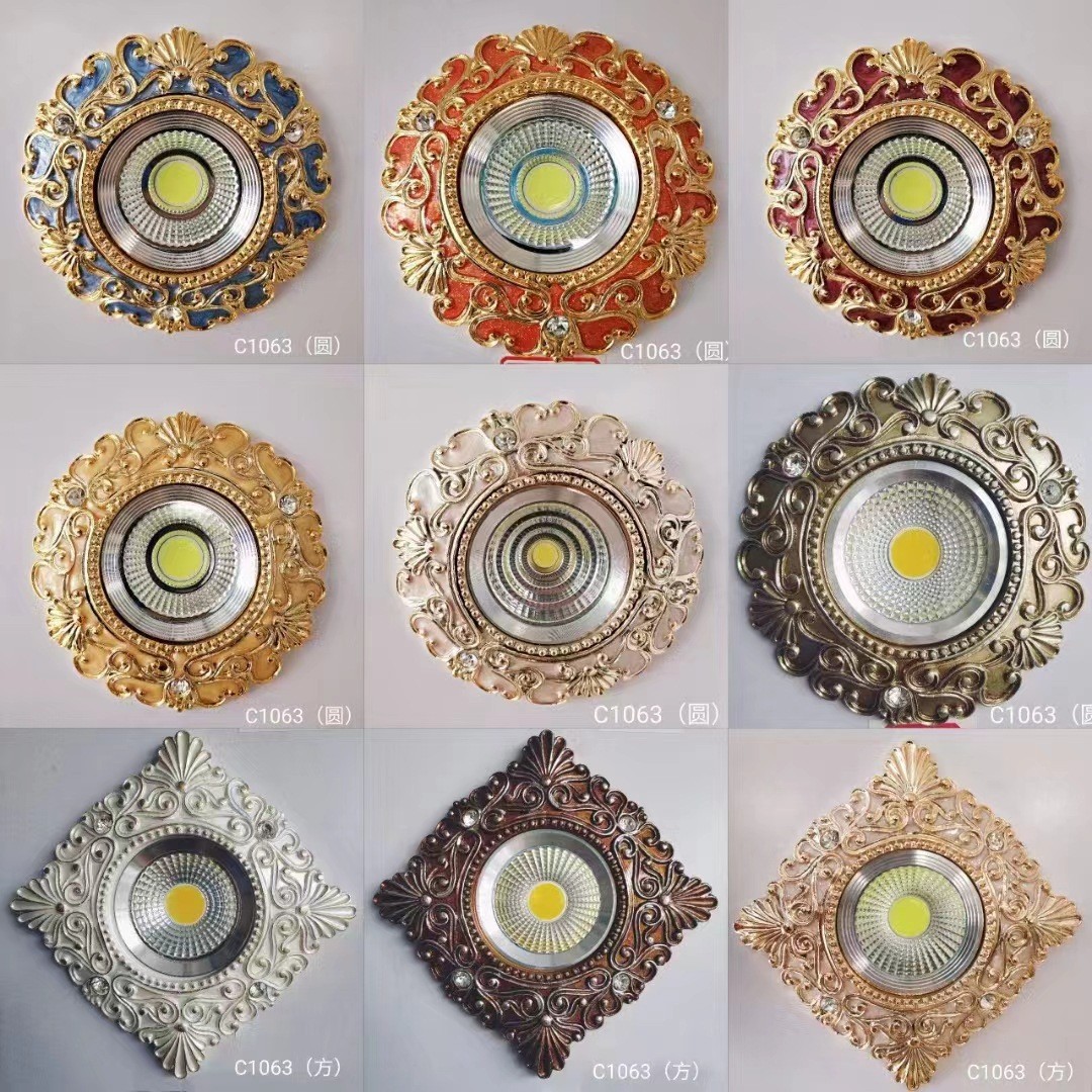 Luxurious diamond-encrusted three-color variable light European-style downlight, embedded LED spotlight, ceiling light, 5W living room TV background wall Application Scenario