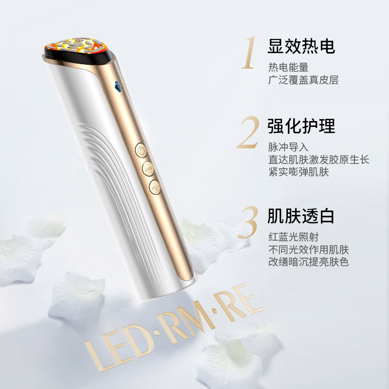 shanilak Facial Heating Introduction Mask Device, facial red and blue Light vibration Massage Device, home rechargeable beauty device