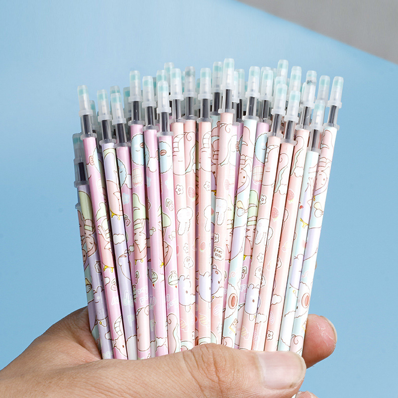 Wholesale of 100 barrel-packed gel pen refills with cartoon color printed rods and 0.5mm black refills Specification drawing