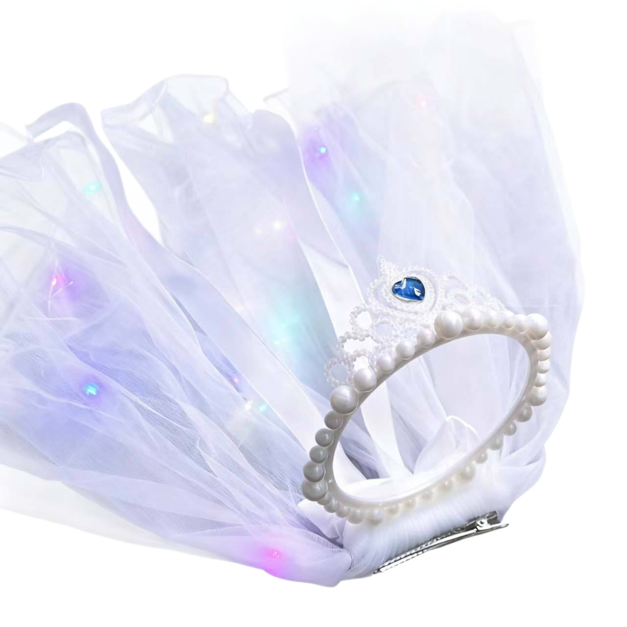 The girl's crown, blue crown, amusement park hair accessory, ice princess, glowing tassels, pearl veil, and night market are selling like hotcakes Item Picture