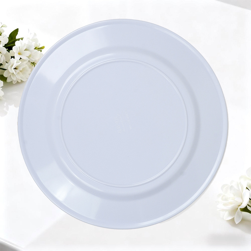 OEM production of melamine vegetable plates, flat plates, bowls, plates and saucers, 7-inch, 8-inch, 9-inch and 10-inch round household simple set tableware Application Scenario