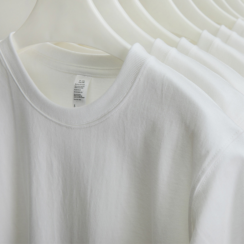 Heavy-duty solid color non-transparent 250g pure cotton round-neck short-sleeved T-shirt, thick pure white base layer T-shirt, men's and women's T-shirt top Specification image