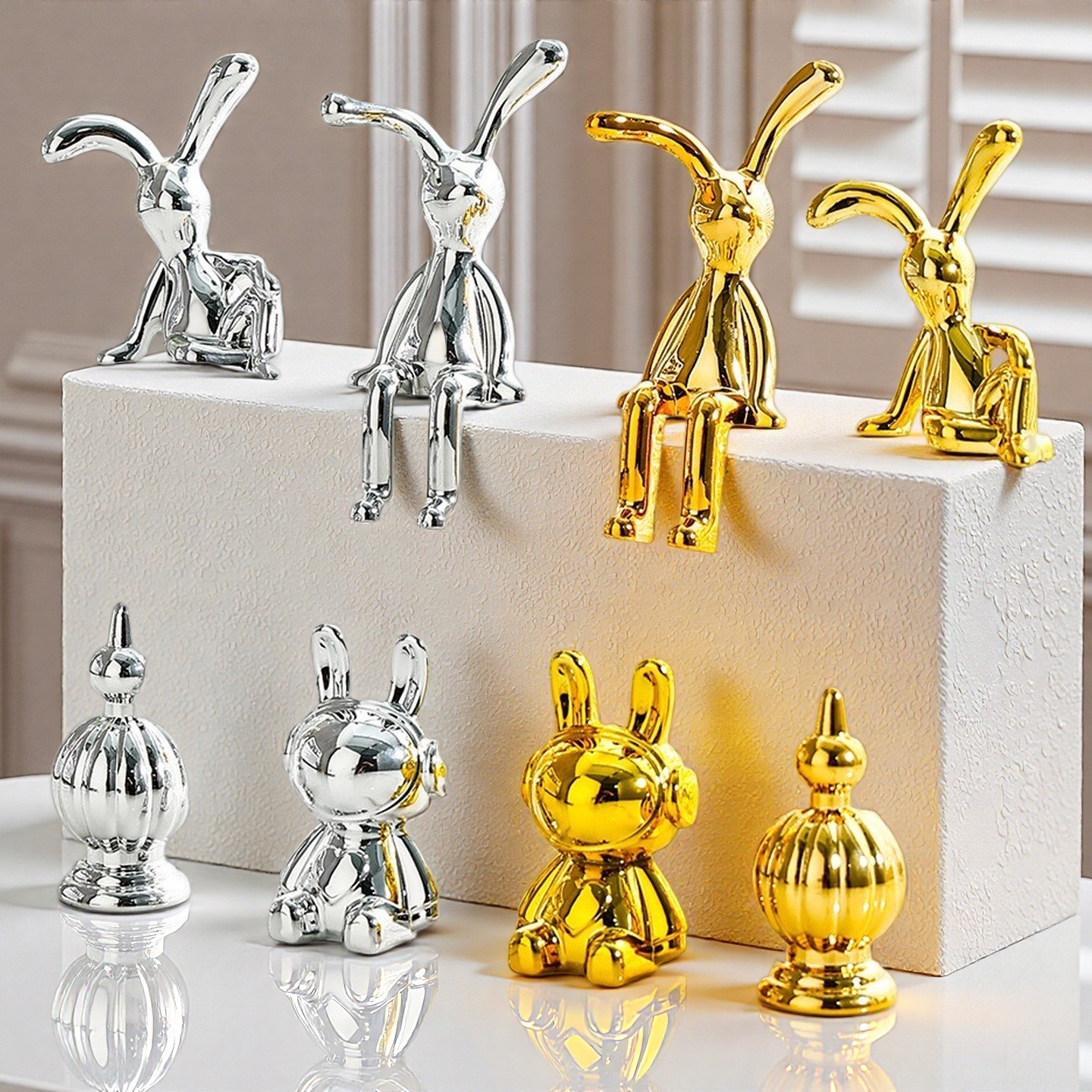 北欧座兔梅花鹿创意垃圾桶小熊提手轻奢风果盘糖果零食收纳盒uv镀