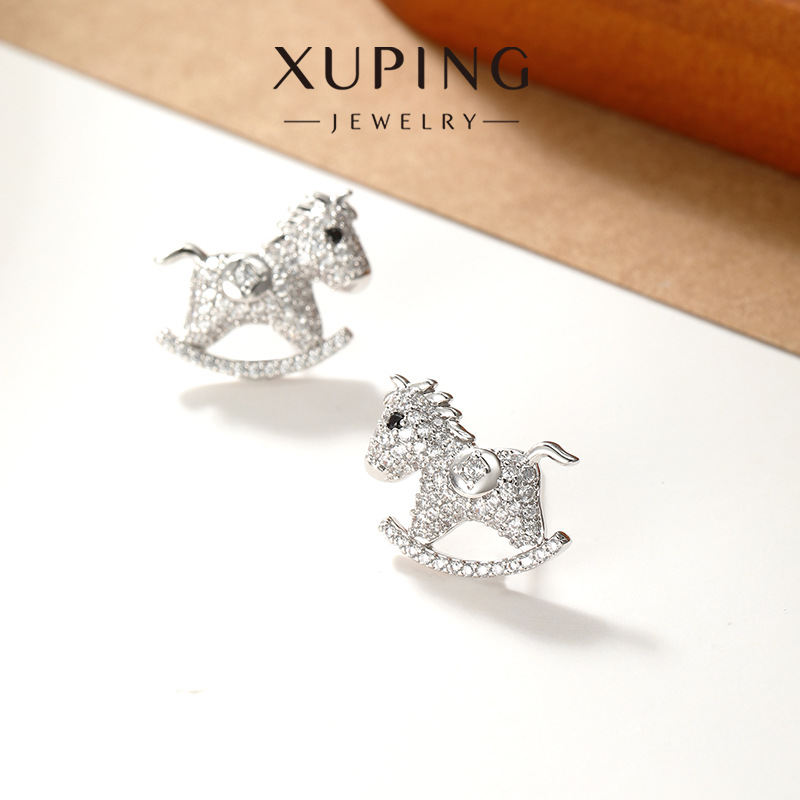 摇马造型纯银耳钉珍珠耳饰精致款小耳钉时尚简约女生气质搭配日韩风