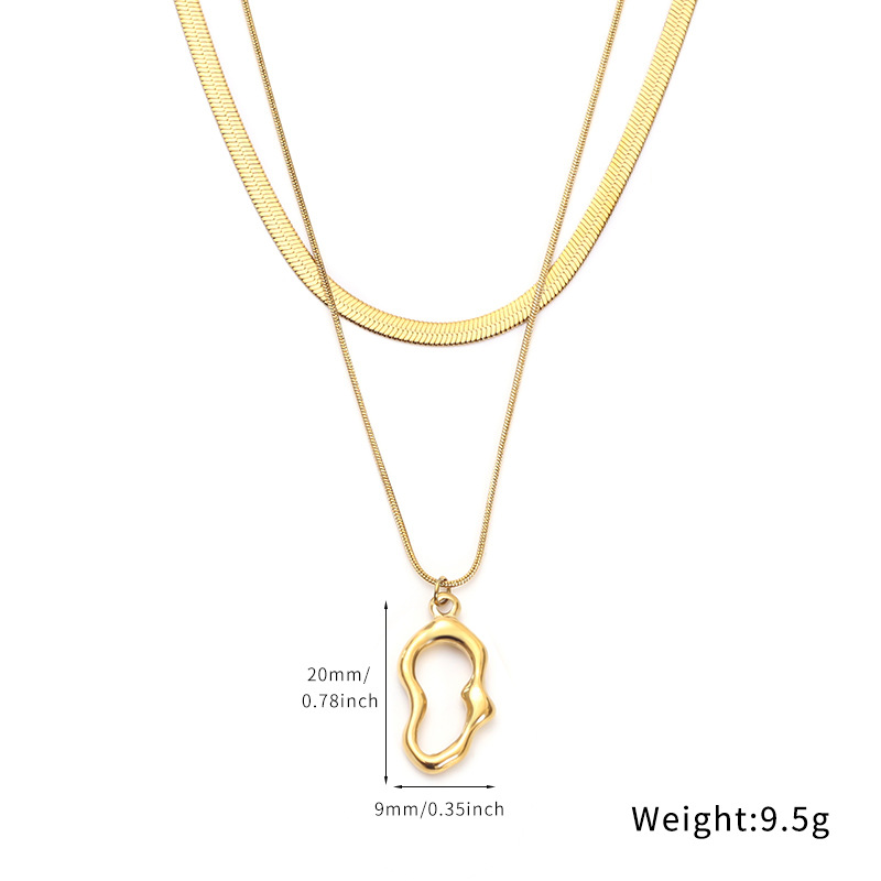 Korean-style double-layered heart-shaped pendant snake bone chain necklace, a simple and versatile InS-style collarbone chain accessory for women Specification image