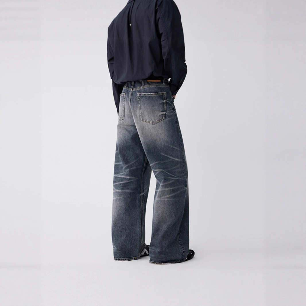 OTTB Men's Wear: American heavyweight three-dimensional cat beard jeans for men, high-end quality cleanfit loose bull King pants Application Scenario