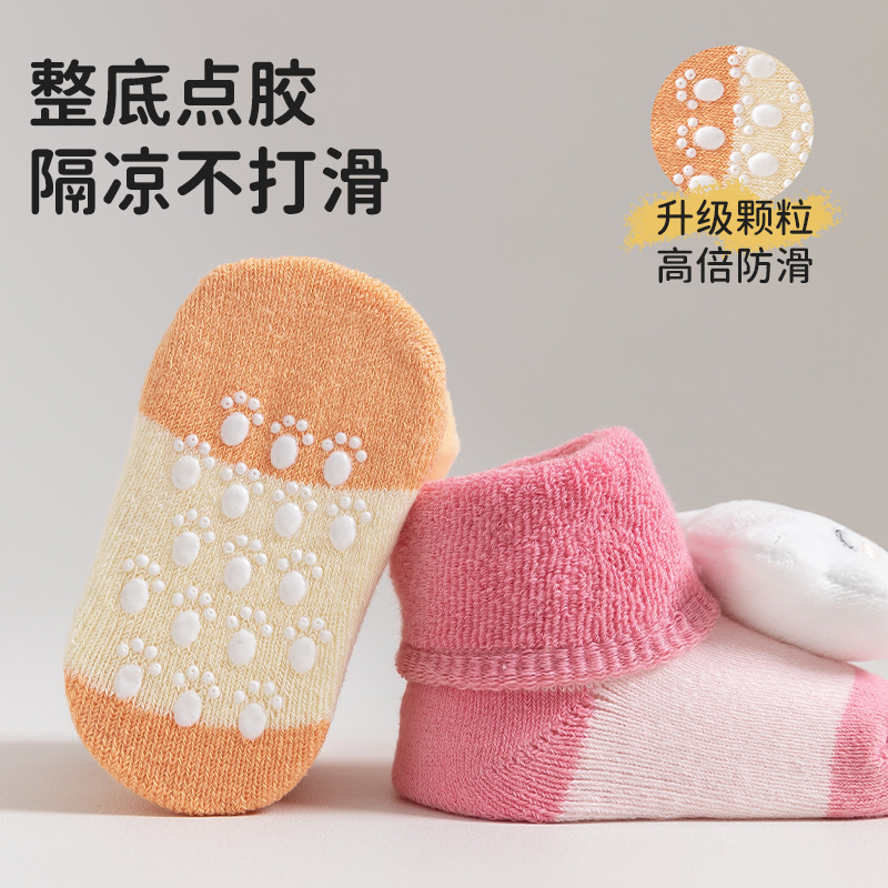 Baby socks for autumn and winter, mid-calf thickened loop floor socks, glue cartoon dolls, anti-slip socks for boys and girls, 0-9 months of children's socks wholesale Application Scenario