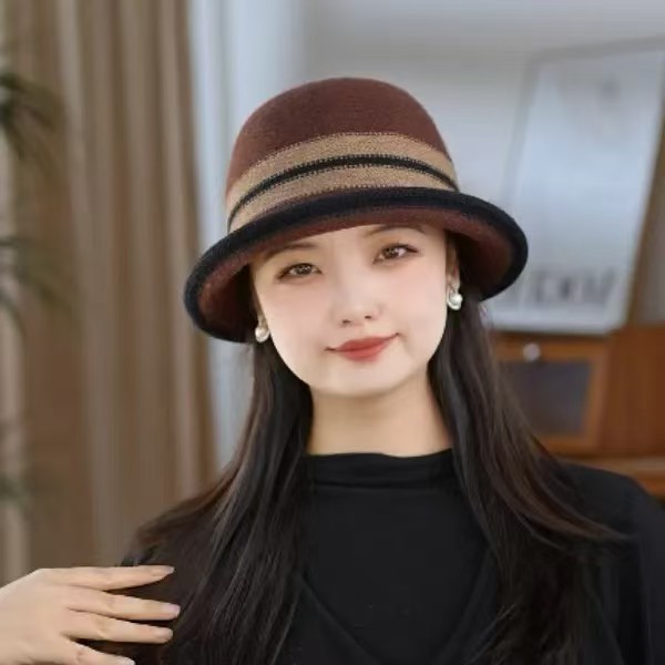 秋冬秋冬季新款保暖羊毛优雅盆帽渔夫帽帽子英伦复古时尚百搭礼帽