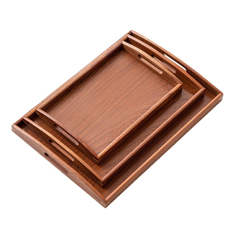 New Chinese-style wooden tray, rectangular handle tea set, tea tray, household and hotel tea tray wholesale Item Picture