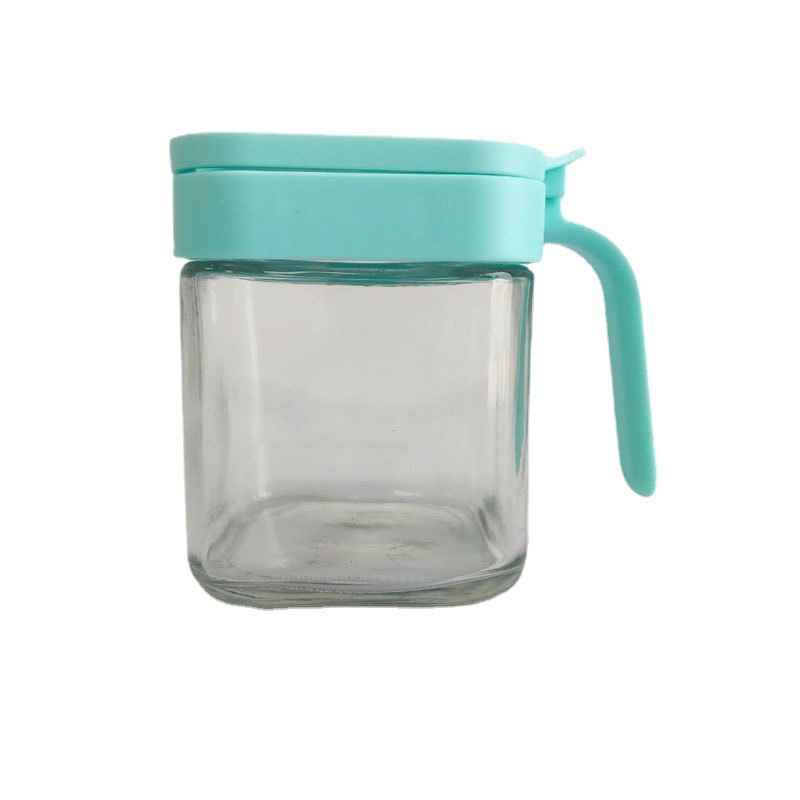 VELEKA不锈钢调味罐玻璃调料罐翻盖带不锈钢勺调料盒调味瓶调料瓶白底实物图