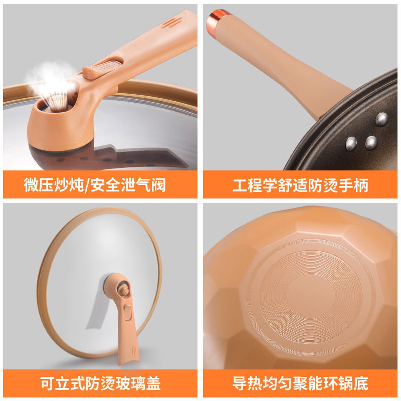 Cross-border clay non-stick pan, health pot, healthy ceramic wok, induction cooker special integrated wok, customized cooking wok Application Scenario