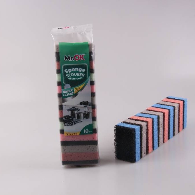 Mr.OK factory direct supply sponge scouring pads, double-sided cleaning sponges, kitchen cleaning sponges, dishwashing sponges, pot scrubbing sponges
