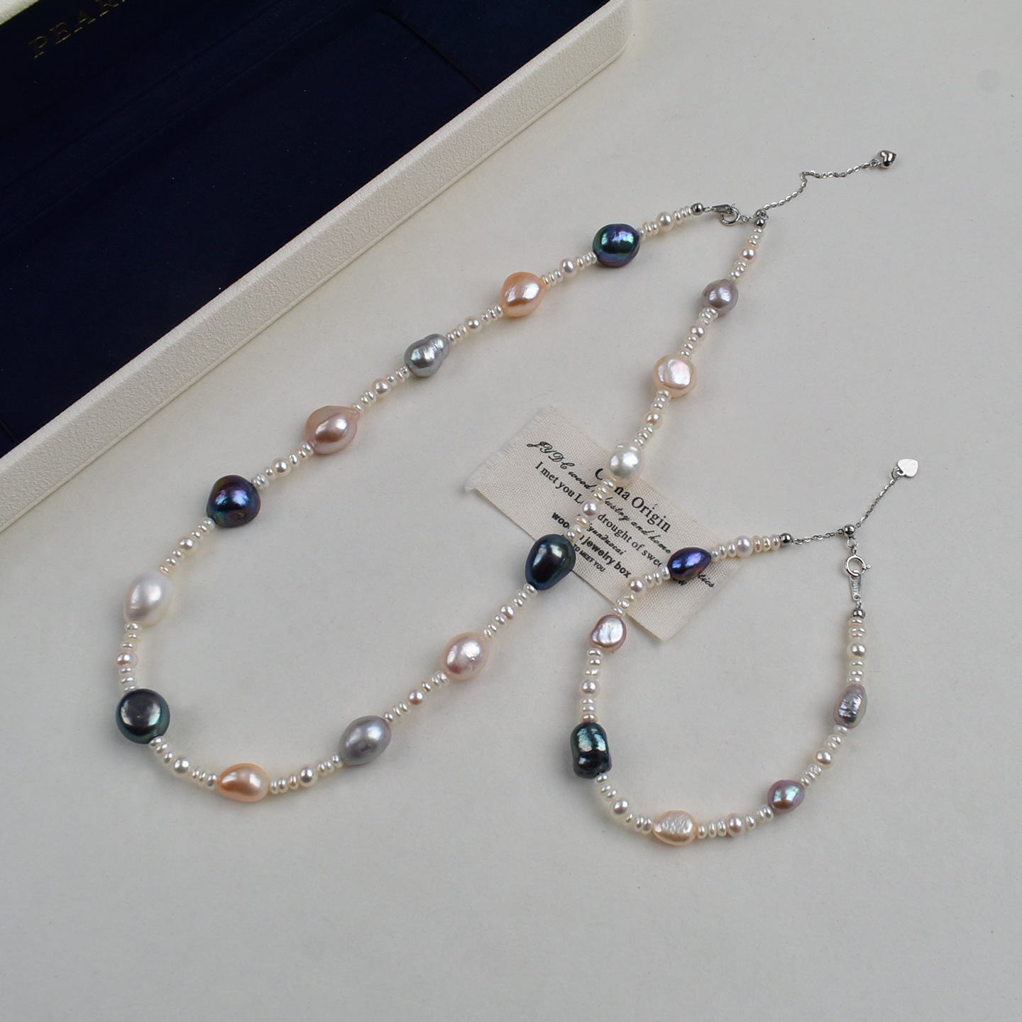 天然淡水珍珠饰品套装925银高品质巴洛克异形珍珠项链手链批发