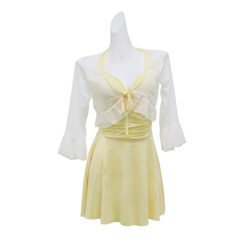 A new conservative one-piece swimsuit for women in 2026, which covers the belly and makes you look slimmer. Swimming women wear outer shirts to soak in hot springs. 125333 Item Picture