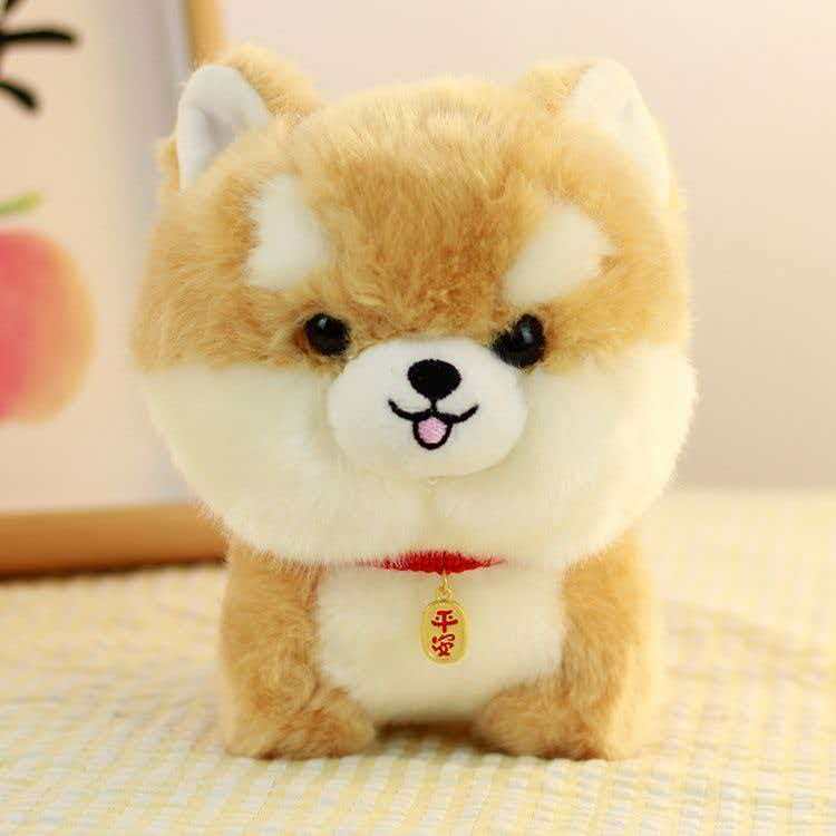 Cute simulated Pomeranian plush toy doll, puppy doll, children's gift, companion doll details Picture