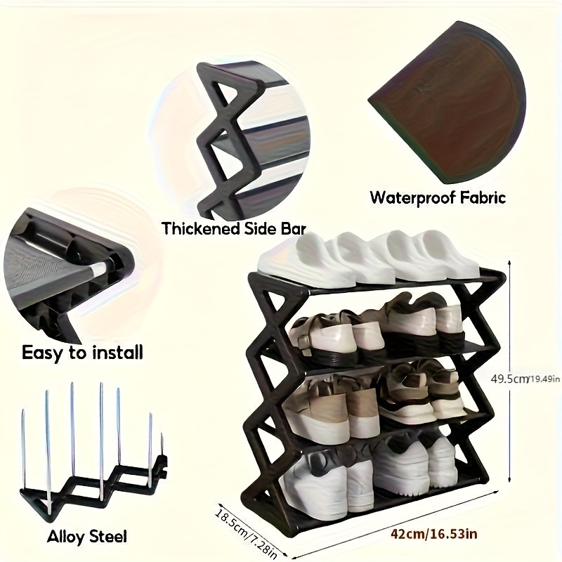 Creative X-shaped dust-proof shoe rack, steel pipe shoe rack, simple assembly shoe rack, direct sales from the manufacturer. Bulk sales offer discounts Specification image