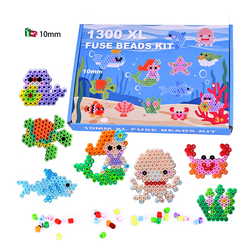 New 10mm Jigsaw bean hot melt bead DIY ocean-themed set toy 1300 pieces 1cm Jigsaw Bean XL hot beans Application Scenario