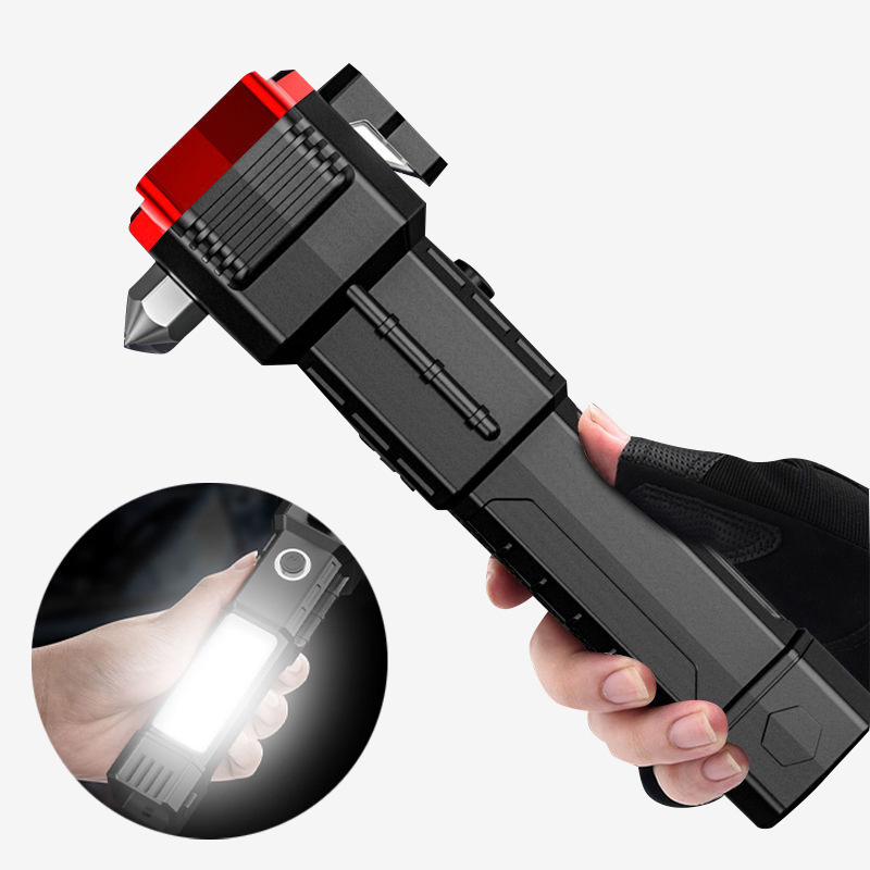 Car safety hammer, multi-functional power bank, emergency self-rescue window breaker, outdoor flashlight, work light, hand-held type Application Scenario