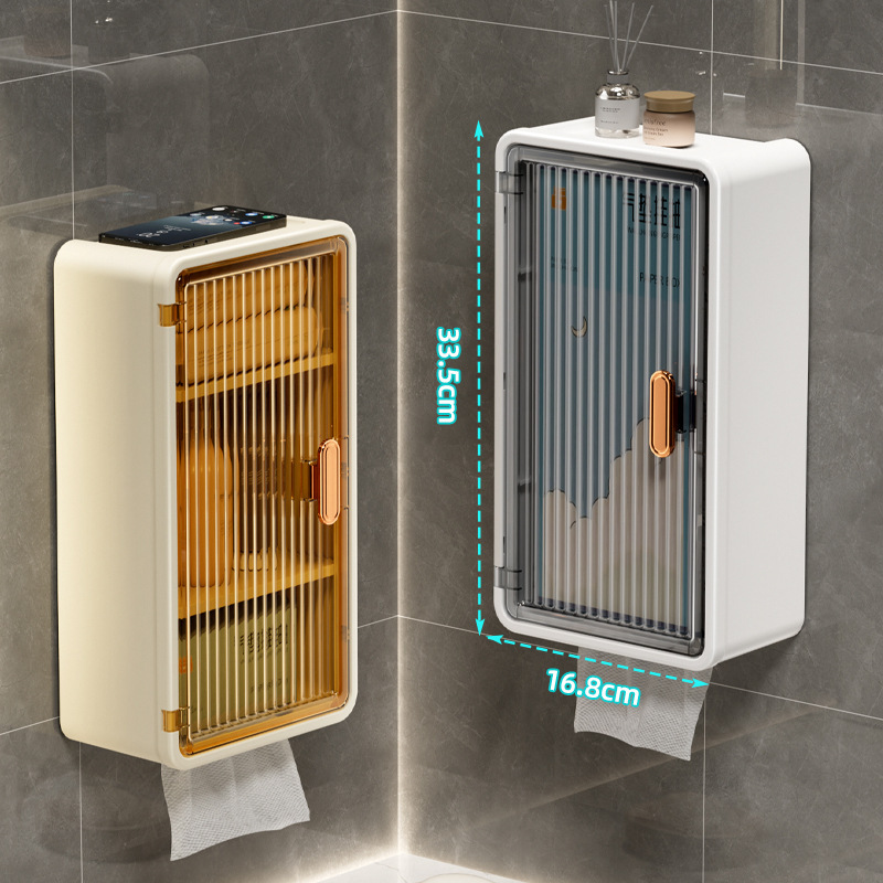 Wall-mounted tissue box, transparent, high-appearance-level storage rack, high-end storage box, simple large tissue box Application Scenario